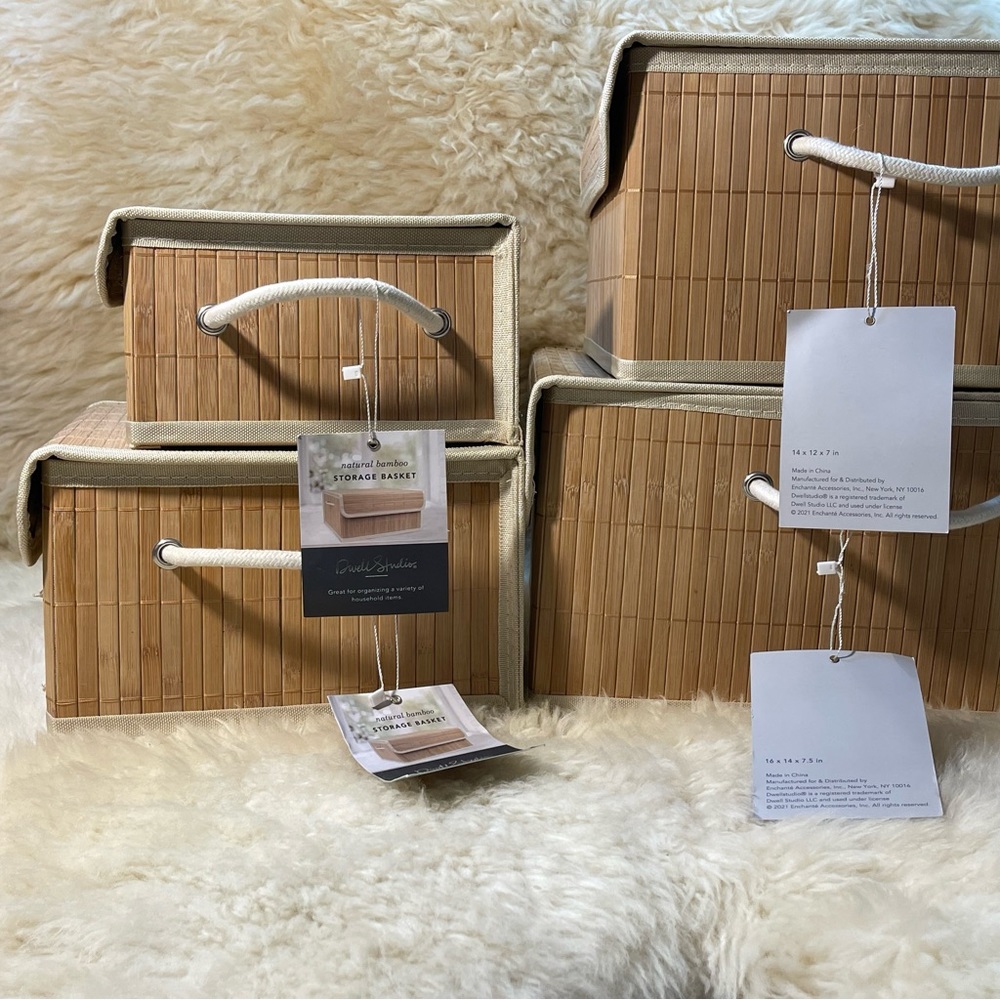 Dwell Studio® 4 Set Natural Bamboo Nested Storage Baskets